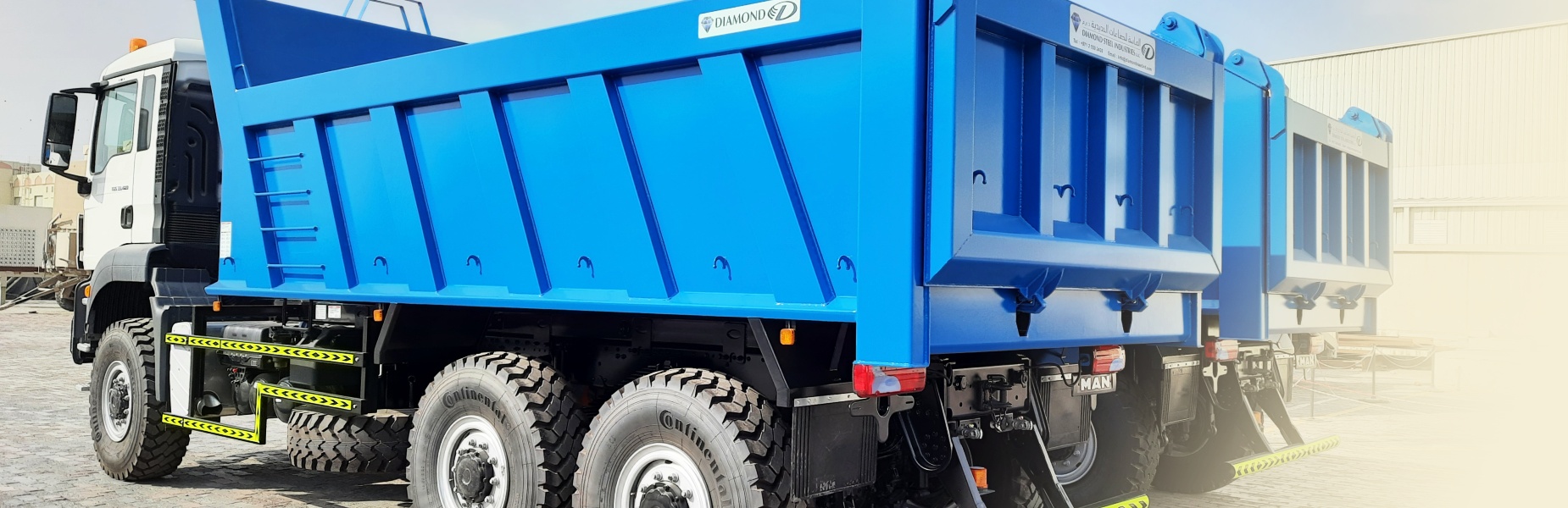 Custom truck-mounted bodies manufactured in UAE by Diamond Steel Industries, including flatbeds, tankers, and heavy-duty utility bodies for logistics and industrial use